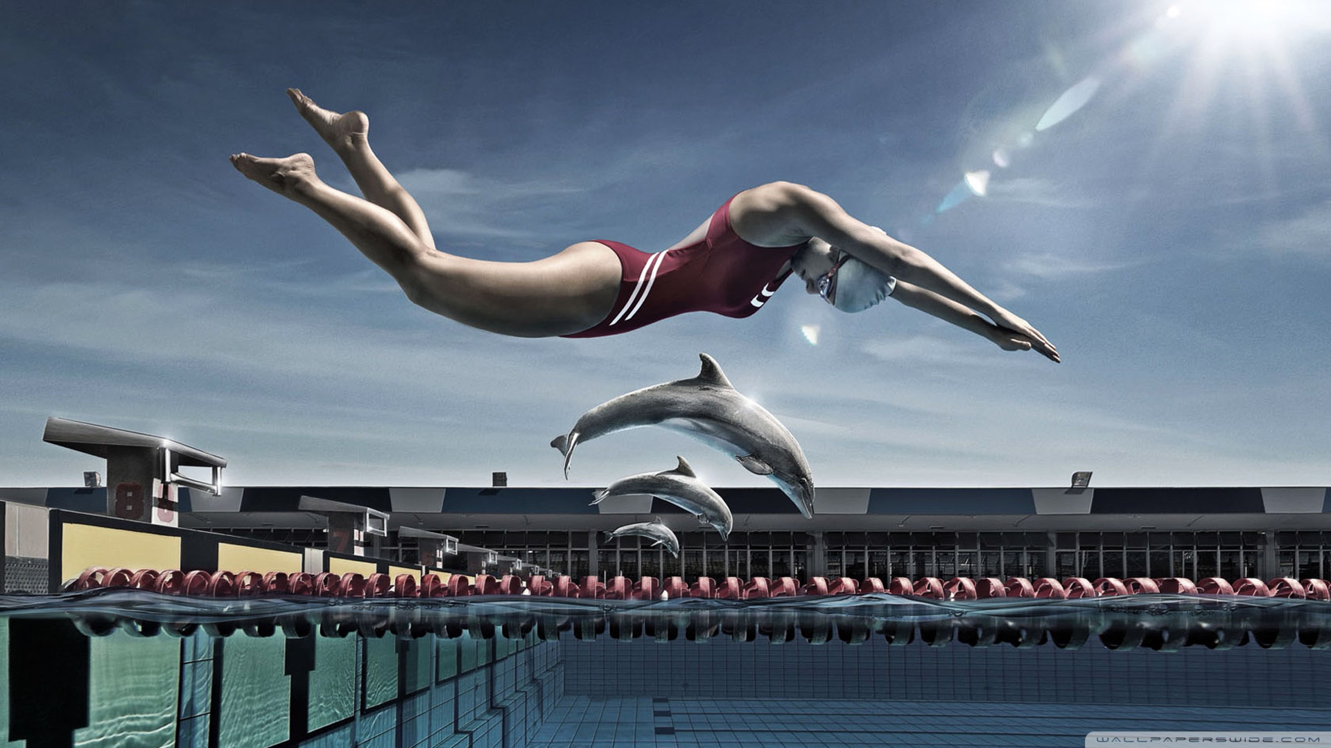 Эротика с потрясающими спортсменками в воде