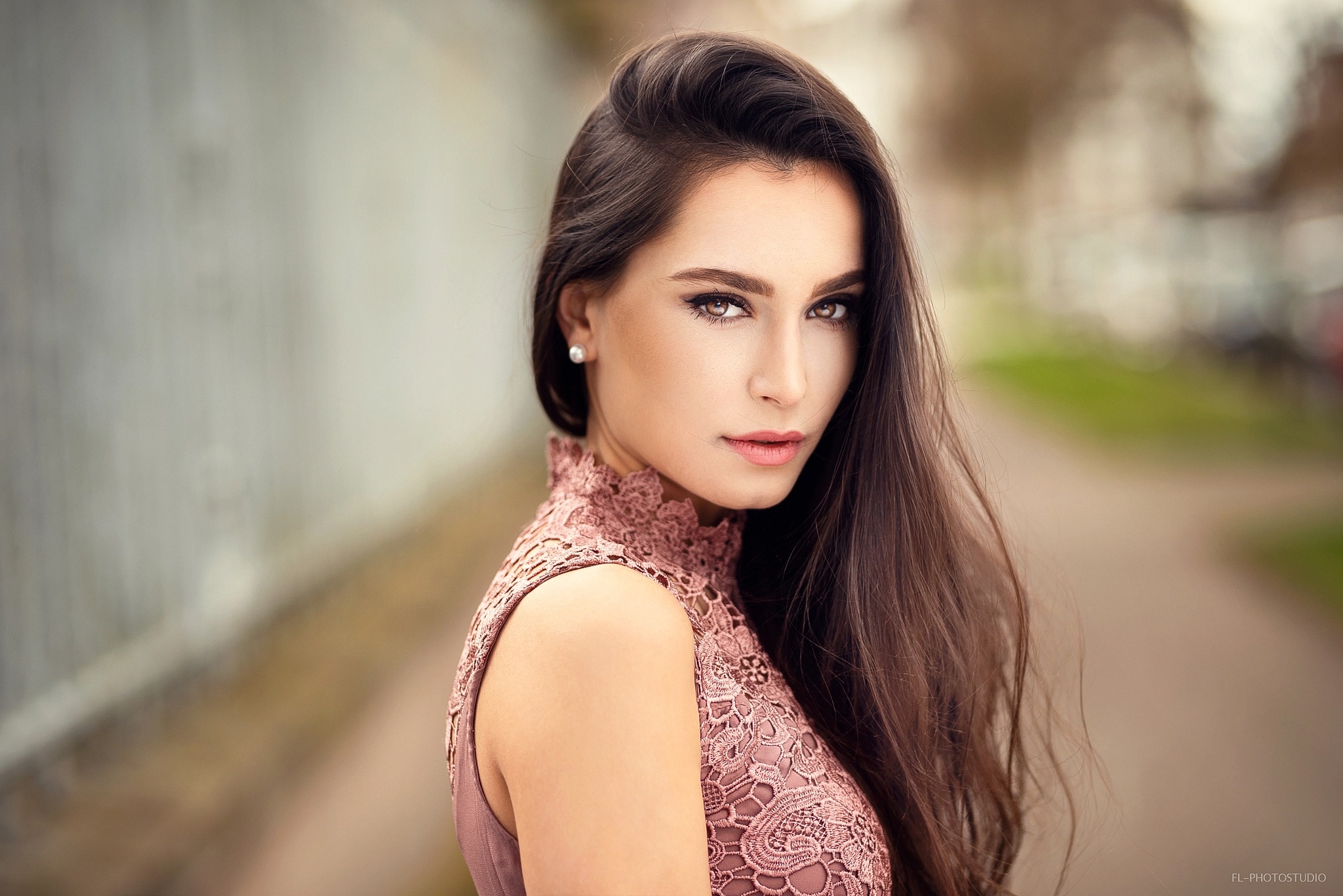 Download Hazel Eyes Long Hair Brunette Depth Of Field Woman Model HD ...