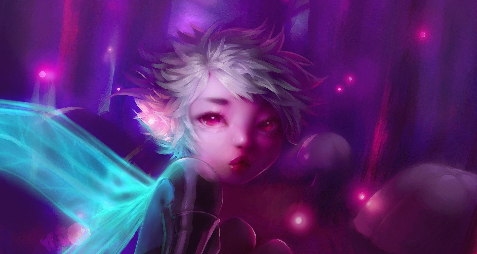Download Pink Eyes White Hair Fantasy Fairy HD Wallpaper by Roxanne Choe