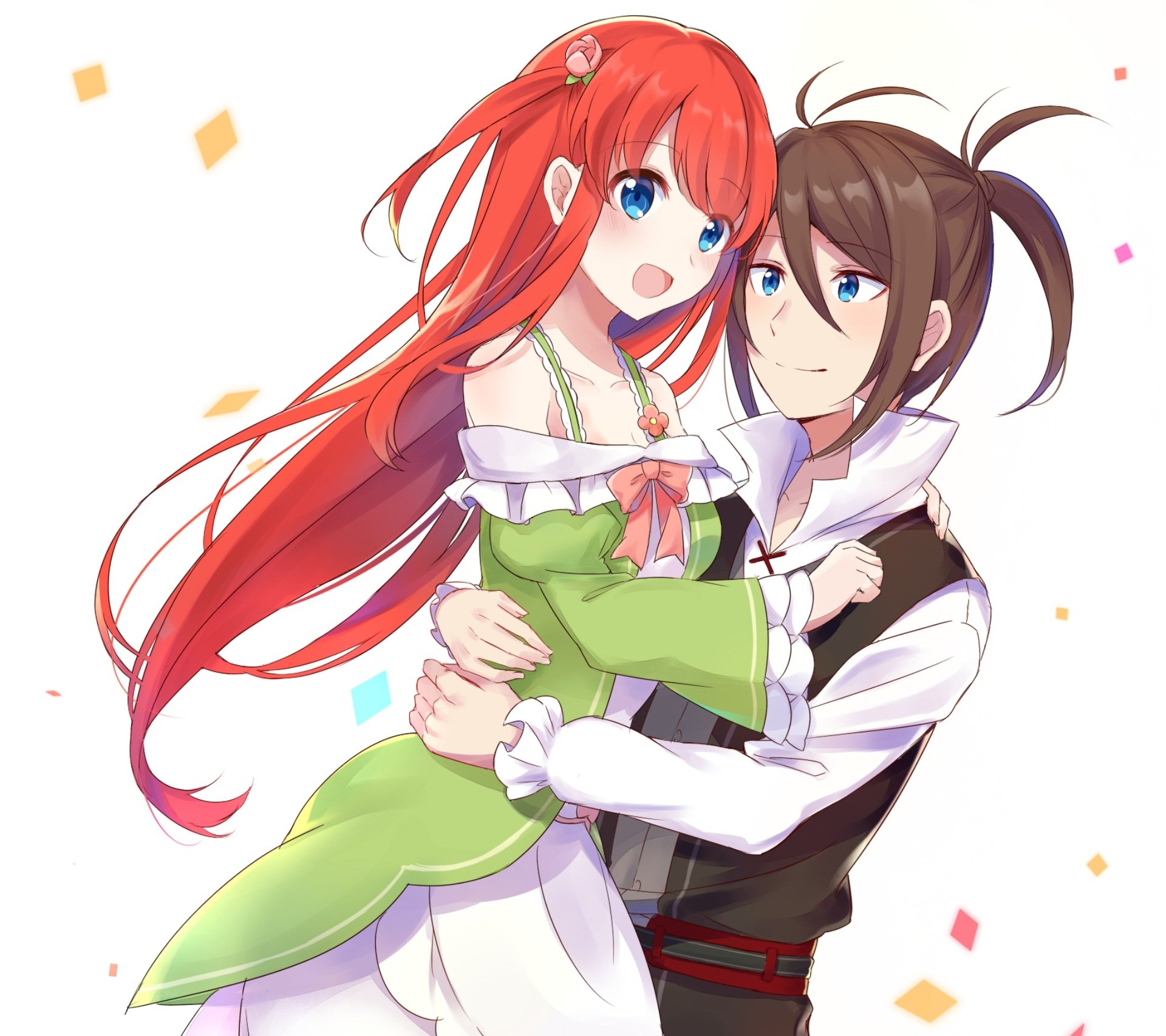 HD anime desktop wallpaper featuring Theresia van Astrea and Wilhelm van Astrea from Re:Zero - Starting Life in Another World, showcasing vibrant colors and detailed character art.