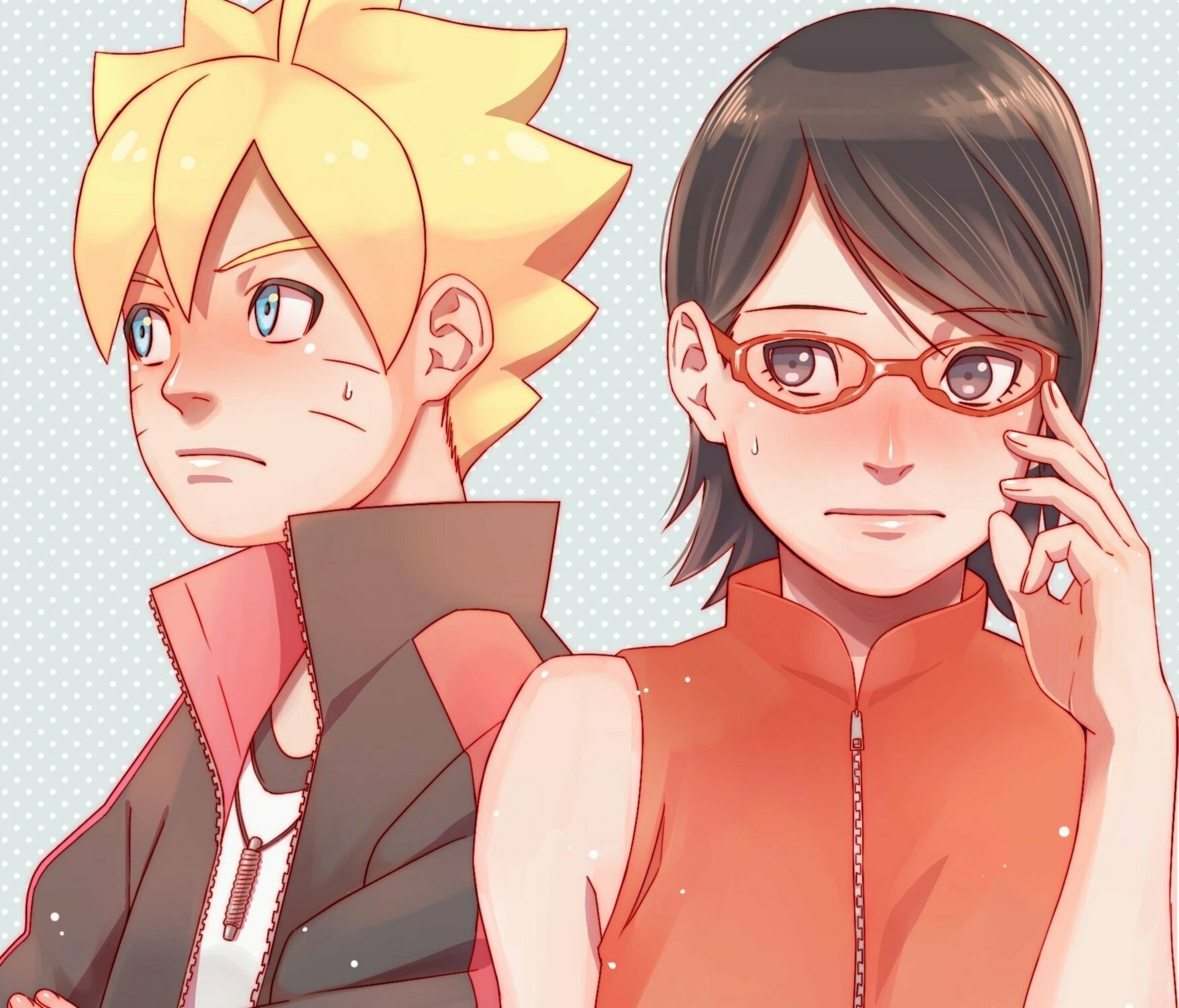 Download Glasses Black Hair Blue Eyes Blonde Boruto Boruto Uzumaki Sarada Uchiha Anime HD Wallpaper by curamubuono