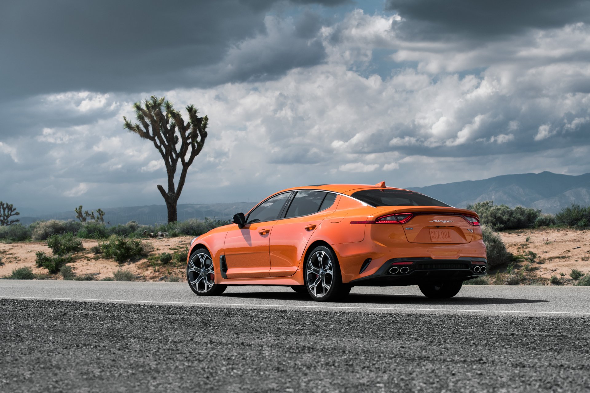 Download Orange Car Car Kia Kia Stinger Vehicle Kia Stinger GTS 4k Ultra HD Wallpaper