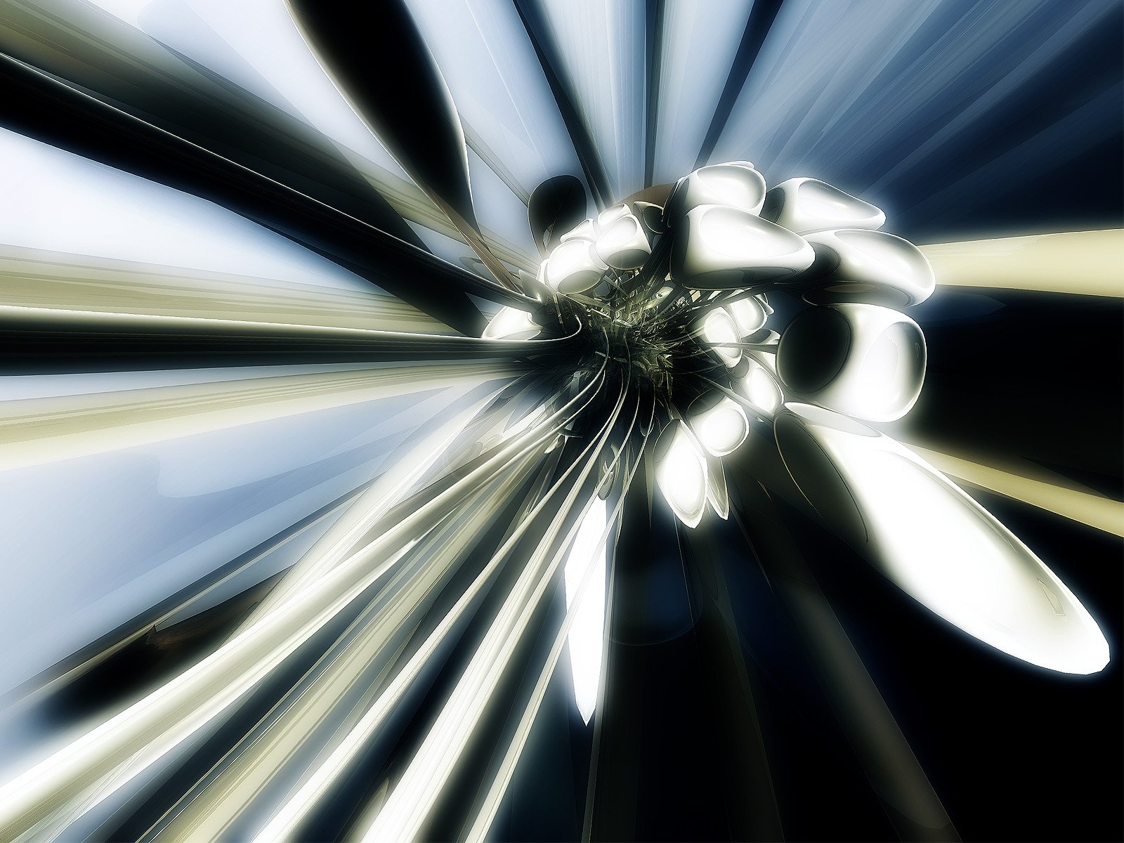 Abstract CGI texture with metallic shapes and dynamic patterns in blue and silver tones, designed as an HD PC desktop wallpaper and background.