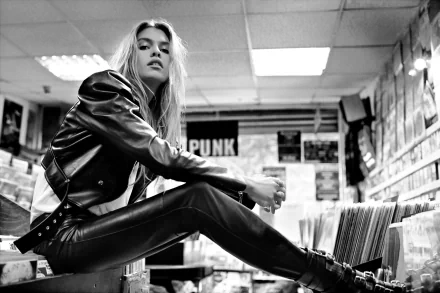 monochrome Celebrity Stella Maxwell HD Desktop Wallpaper | Background Image