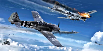 aircraft warplane Boeing B-17 Flying Fortress military Focke-Wulf Fw 190 HD Desktop Wallpaper | Background Image