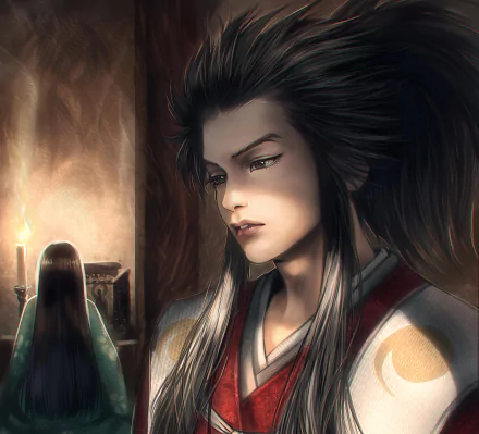 HD PC desktop wallpaper featuring Tahomaru from Dororo, depicted in detailed anime style with a somber, candlelit background.