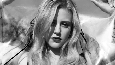 monochrome Celebrity Lili Reinhart HD Desktop Wallpaper | Background Image