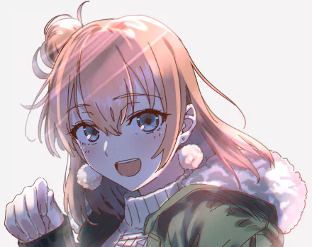 HD anime desktop wallpaper featuring Yui Yuigahama from My Teen Romantic Comedy SNAFU, showcasing her cheerful expression and detailed hair and clothing.