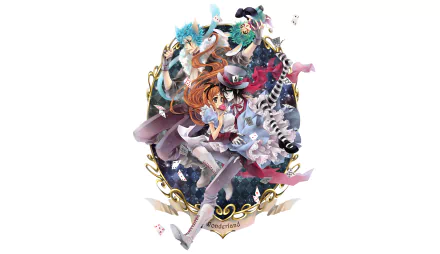 2K Quad HD PC wallpaper of Bleach anime: Nelliel Tu Odelschwanck, Ulquiorra Cifer, Orihime Inoue and Grimmjow Jaegerjaquez in a colorful, dynamic group illustration.