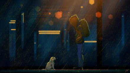 rain backpack dog artistic human HD Desktop Wallpaper | Background Image