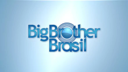 HD desktop wallpaper featuring the Big Brother Brasil logo with a sleek blue design on a radiant light blue background.
