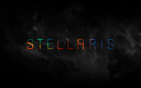 HD desktop wallpaper of Stellaris featuring the game's logo set against a dark cosmic background.