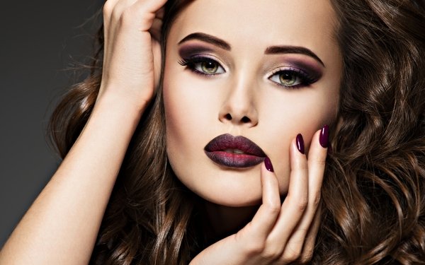 Women Face Model Lipstick Brunette Stare HD Wallpaper | Background Image
