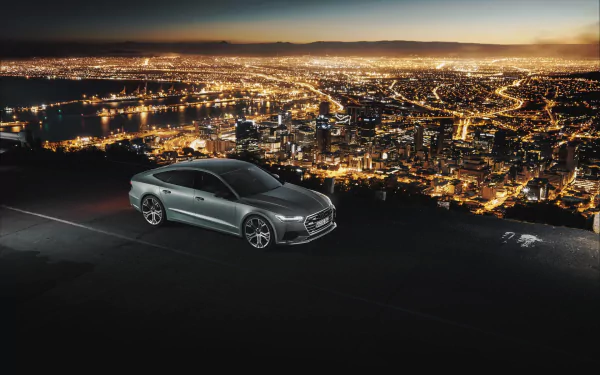 cityscape city night silver car car Audi vehicle Audi A7 HD Desktop Wallpaper | Background Image