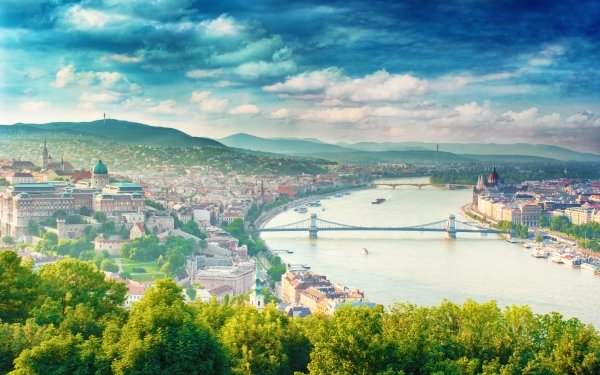 Man Made Budapest Cities Hungary River Danube City Bridge Cloud HD Wallpaper | Background Image