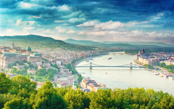 cloud Hungary bridge city Danube river man made Budapest HD Desktop Wallpaper | Background Image