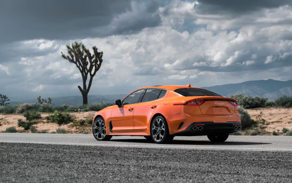 orange car car Kia Kia Stinger vehicle Kia Stinger GTS HD Desktop Wallpaper | Background Image