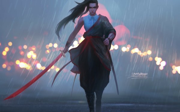 Anime Warrior Rain HD Wallpaper | Background Image