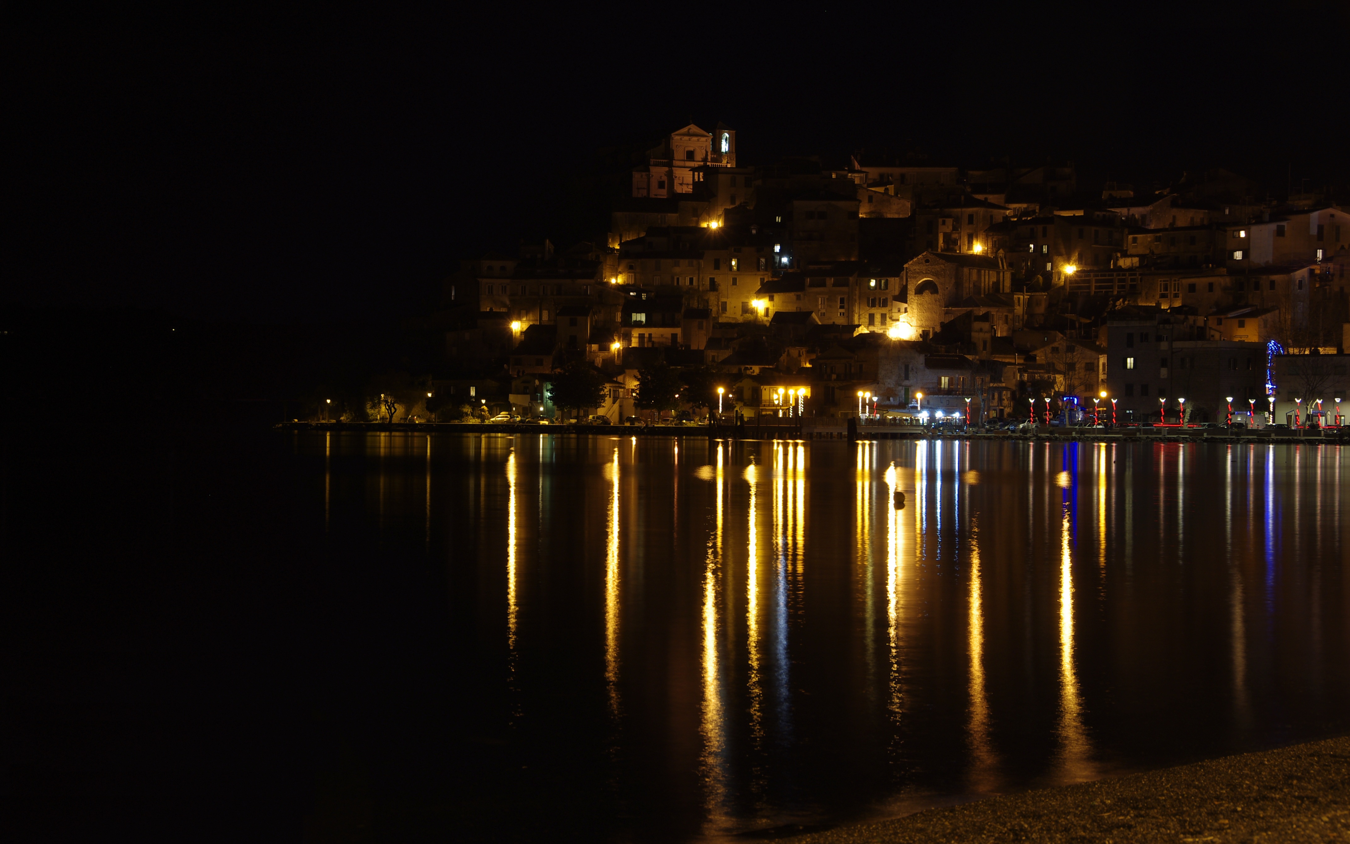 Download Reflection Light Night Italy Old Lake Town Man Made City 4k ...