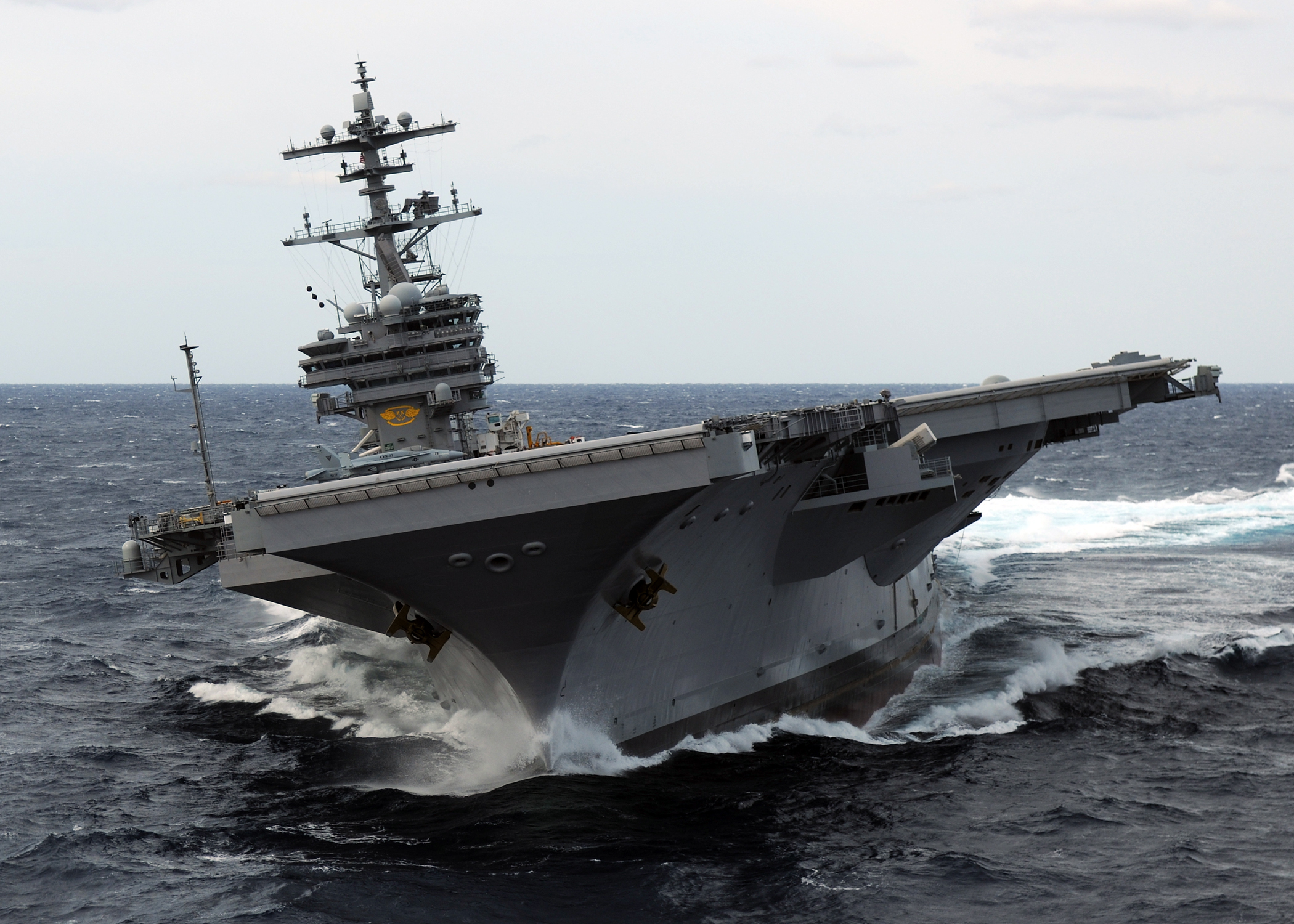 American Navy aircraft carrier warship in HD desktop wallpaper.
