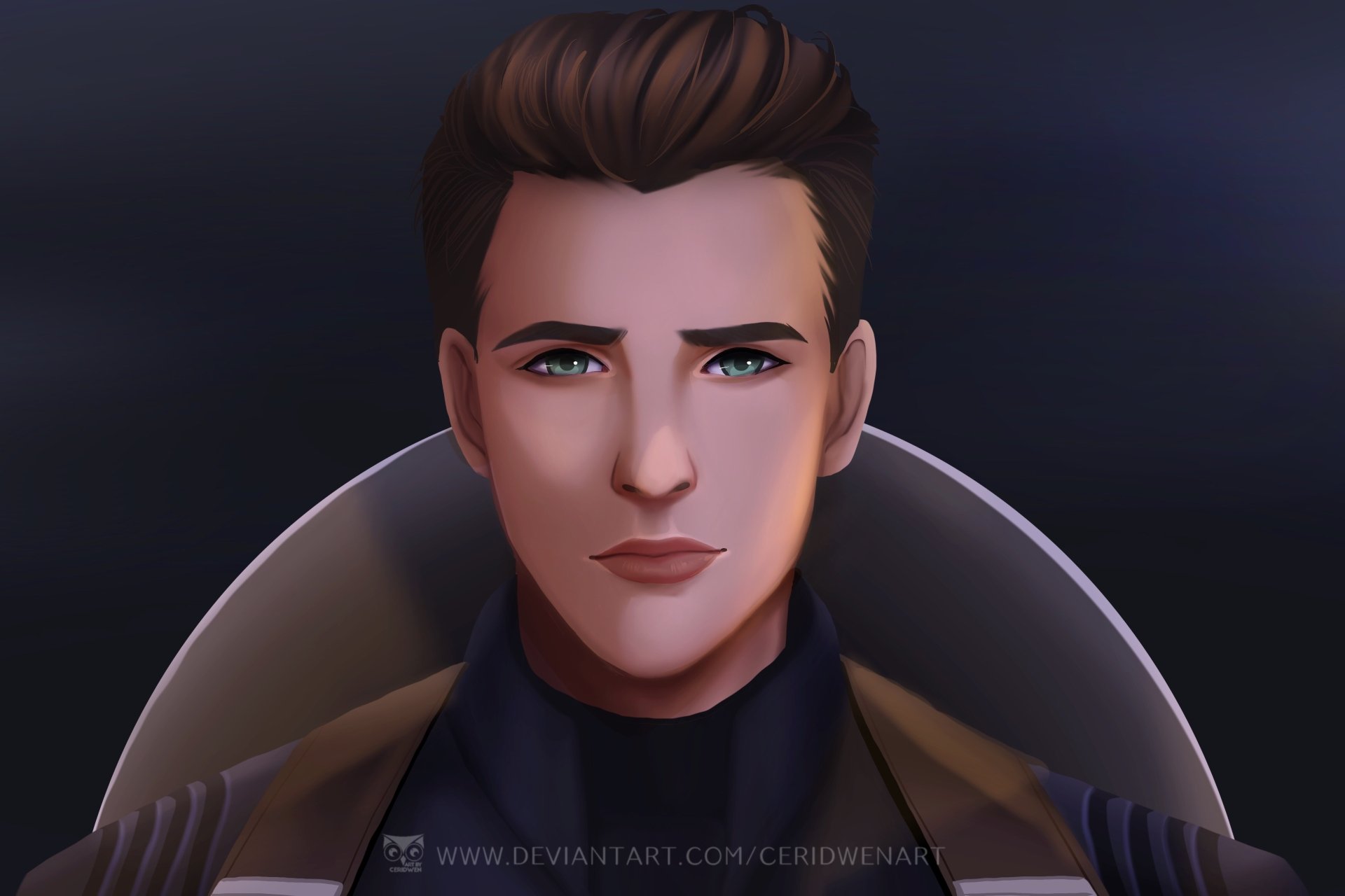 Digital artwork of Steve Rogers as Captain America from Avengers EndGame, presented in 4K Ultra HD quality for PC desktop wallpaper and background.