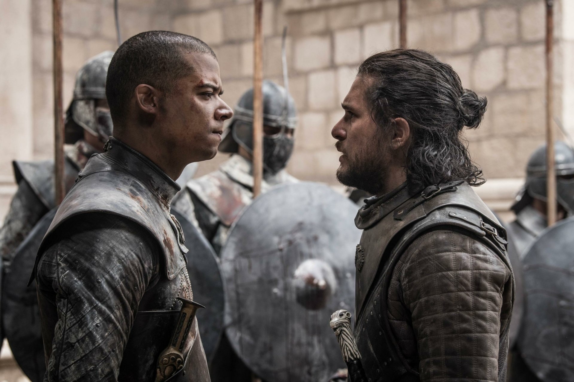 Download Jon Snow Kit Harington Jacob Anderson Grey Worm TV Show Game Of Thrones HD Wallpaper