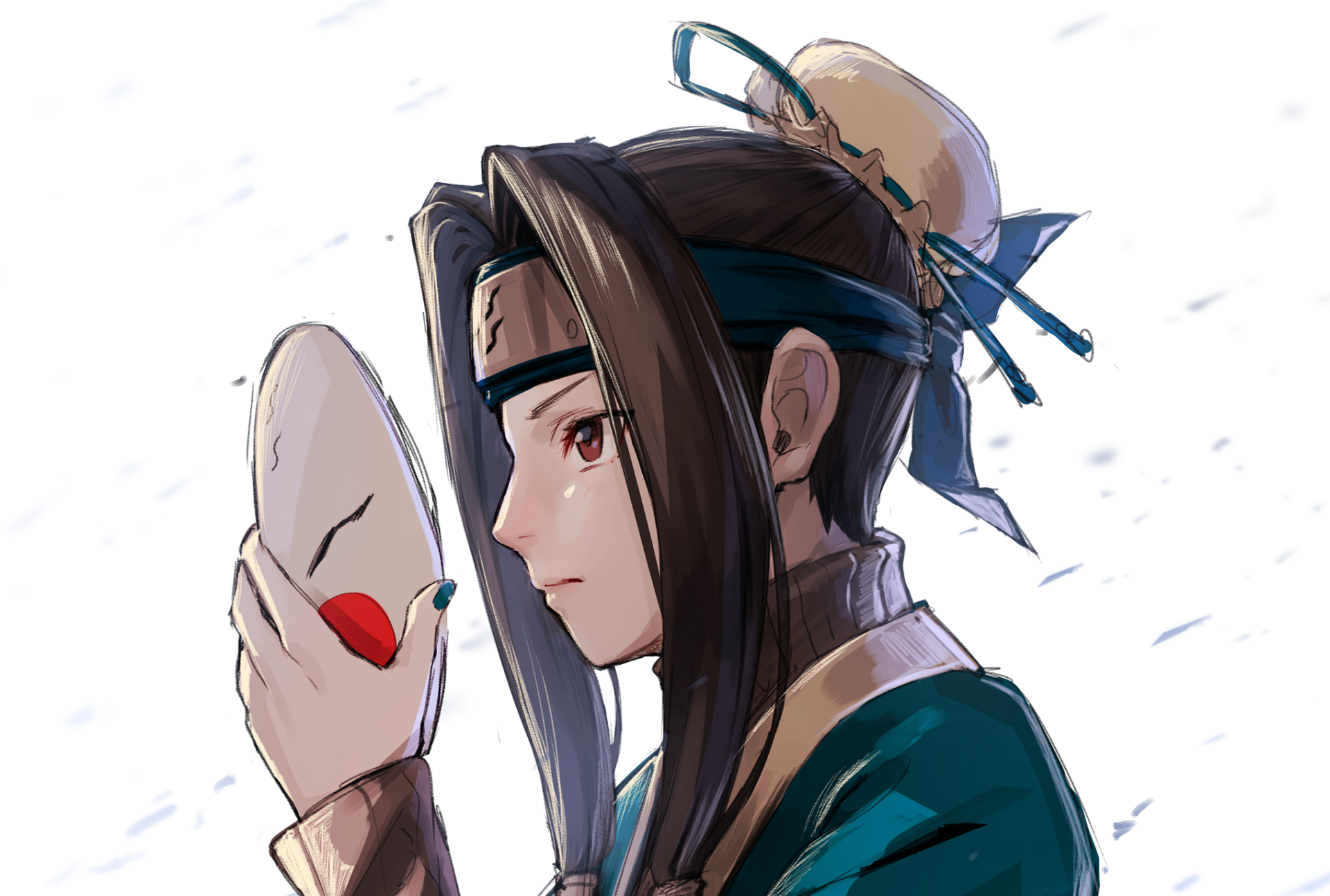 HD anime wallpaper featuring Haku from Naruto holding a white mask, showcasing detailed character design and vibrant colors for PC desktop backgrounds.