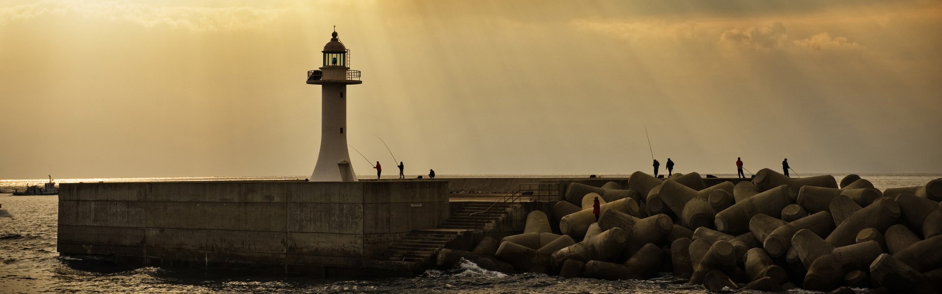 Download Fisherman Man Made Lighthouse Wallpaper