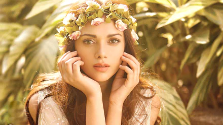 wreath Celebrity Aditi Rao Hydari HD Desktop Wallpaper | Background Image