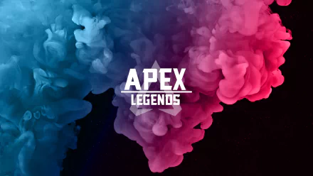 HD wallpaper for the video game Apex Legends, featuring a vivid blend of blue and pink smoke with the game's logo at the center.
