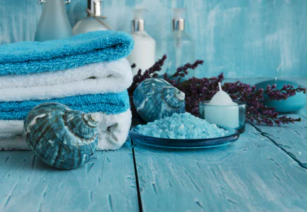 still life candle towel shell man made spa HD Desktop Wallpaper | Background Image