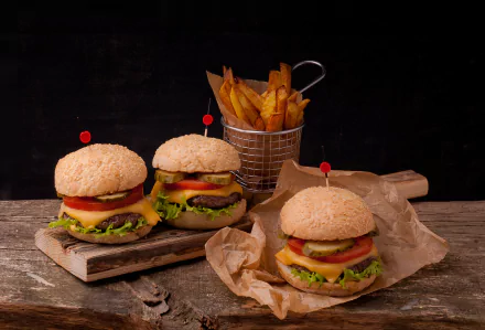 still life french fries food burger HD Desktop Wallpaper | Background Image