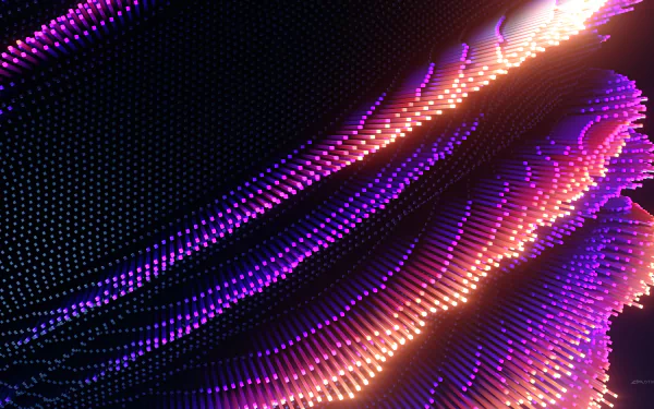 Abstract HD wallpaper featuring a dynamic pattern with vibrant hues of purple, pink, and orange, creating a mesmerizing wave-like effect.