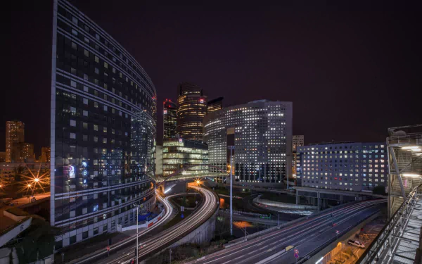 La Défense France building time lapse freeway man made Paris HD Desktop Wallpaper | Background Image