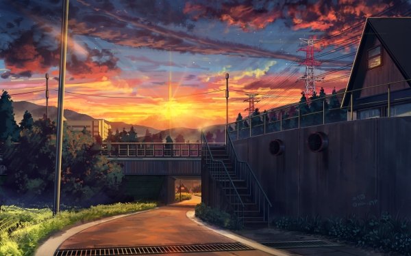 Anime Original Stairs Road HD Wallpaper | Background Image