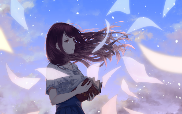 Anime Original Book Purple Hair Tears HD Wallpaper | Background Image