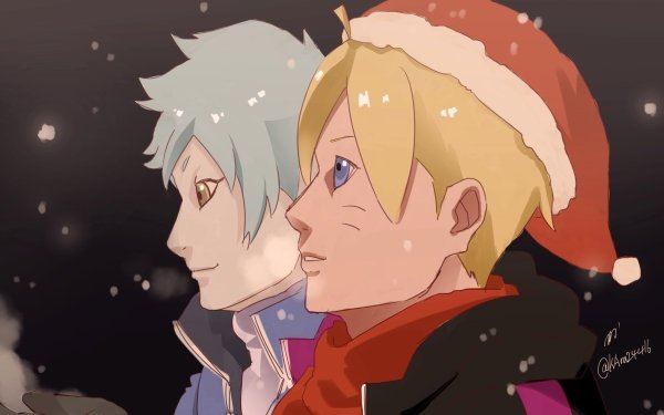 Anime Boruto Naruto Mitsuki Boruto Uzumaki Snow Santa Hat HD Wallpaper | Background Image