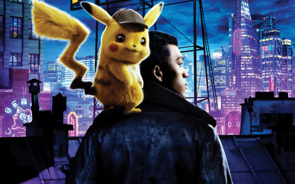building Snorlax (Pokémon) Psyduck (Pokémon) neon cap Pikachu Pokemon actor American Justice Smith movie Pokémon Detective Pikachu HD Desktop Wallpaper | Background Image