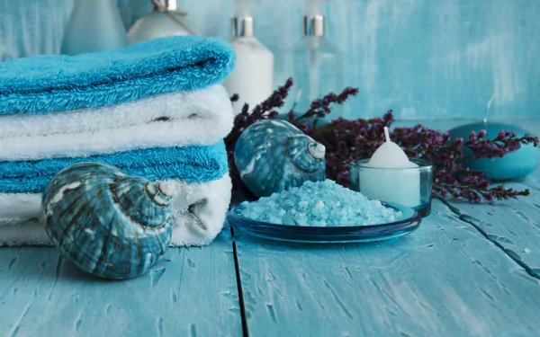 still life candle towel shell man made spa HD Desktop Wallpaper | Background Image