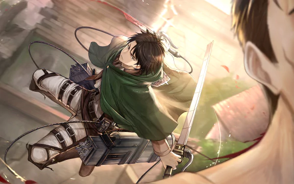 Levi Ackerman from Attack on Titan in a striking HD desktop wallpaper.