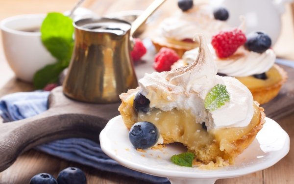 Food Dessert Meringue Pastry Blueberry HD Wallpaper | Background Image