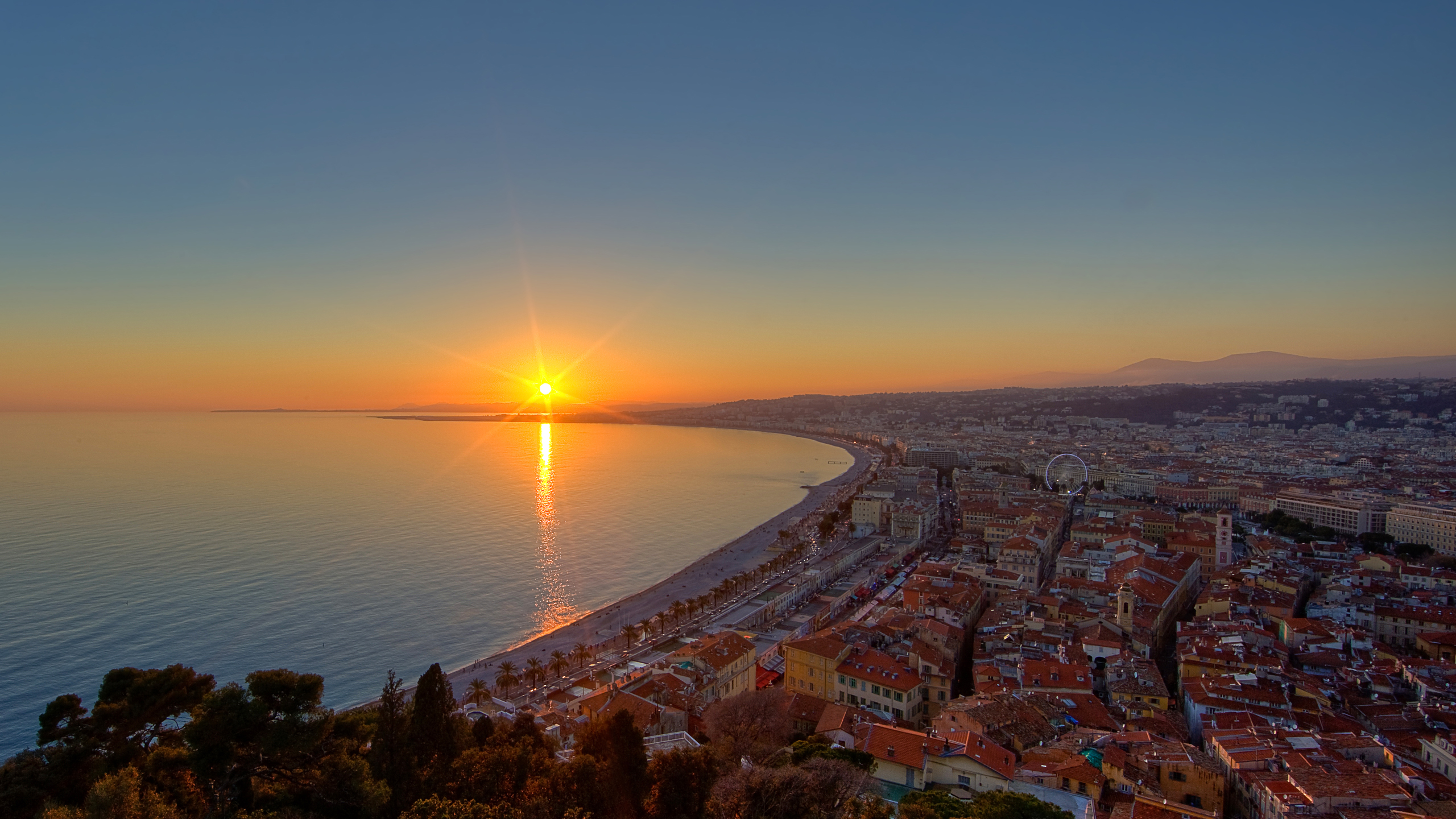 Côte d'Azur sunset over France