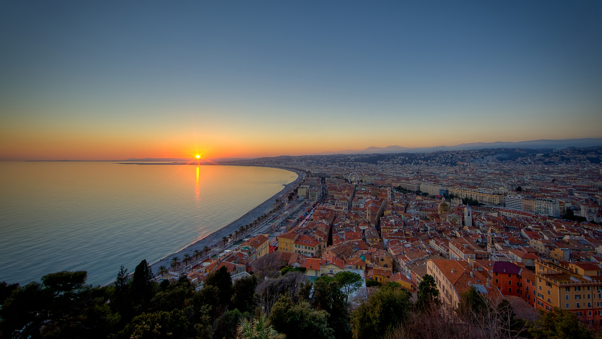 Sunset over the French Riviera (Cote d'Azur) - a stunning scenic view.
