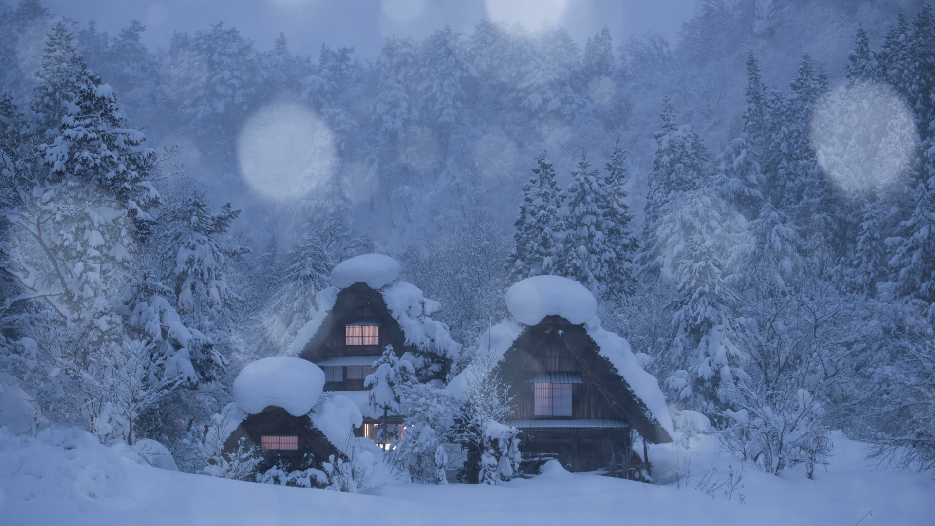 Winter Cabin 4K Wallpaper