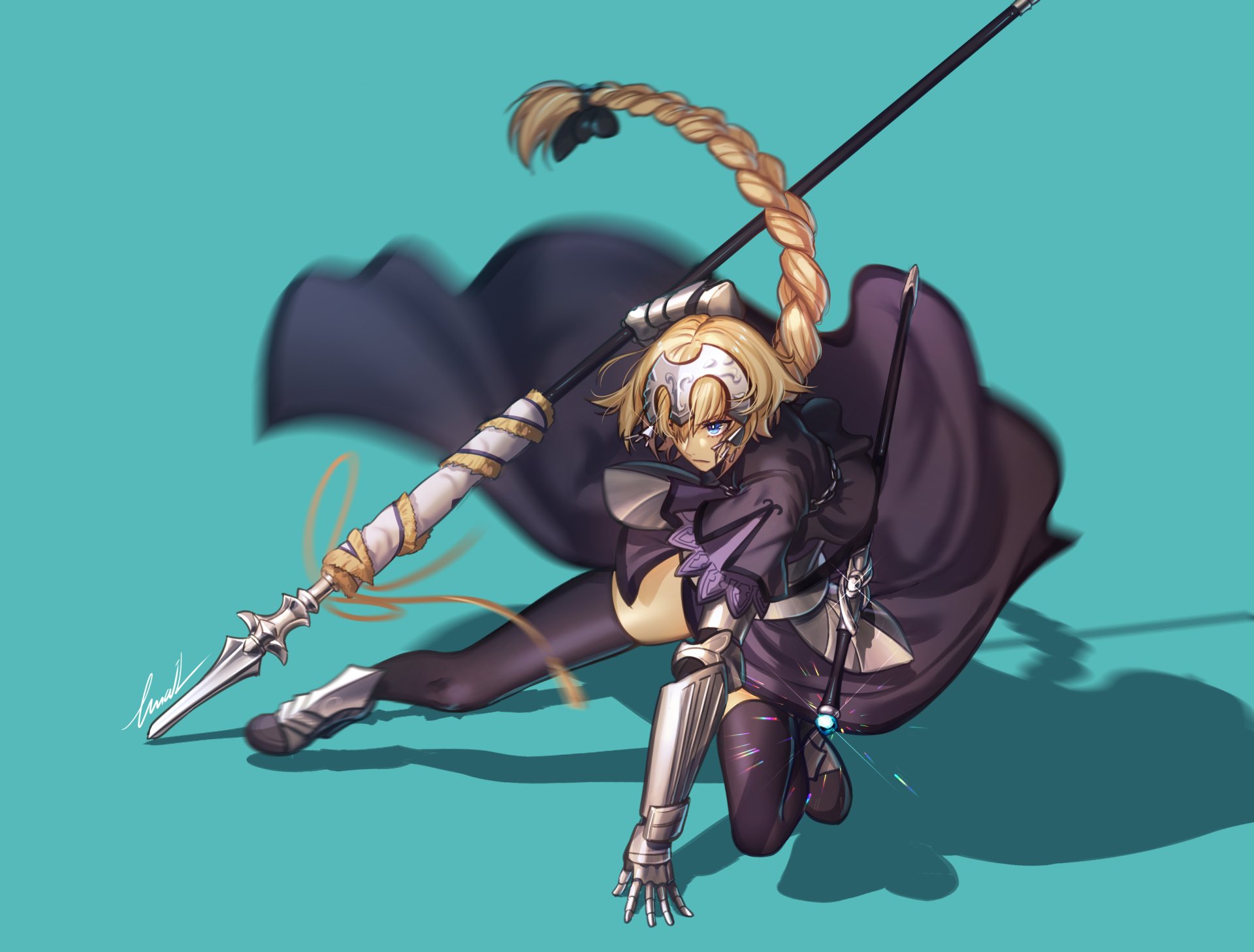 Download Blue Eyes Long Hair Blonde Woman Warrior Lance Ruler (Fate/Grand Order) Ruler (Fate/Apocrypha) Jeanne D'Arc (Fate Series) Anime Fate/Grand Order HD Wallpaper by mail