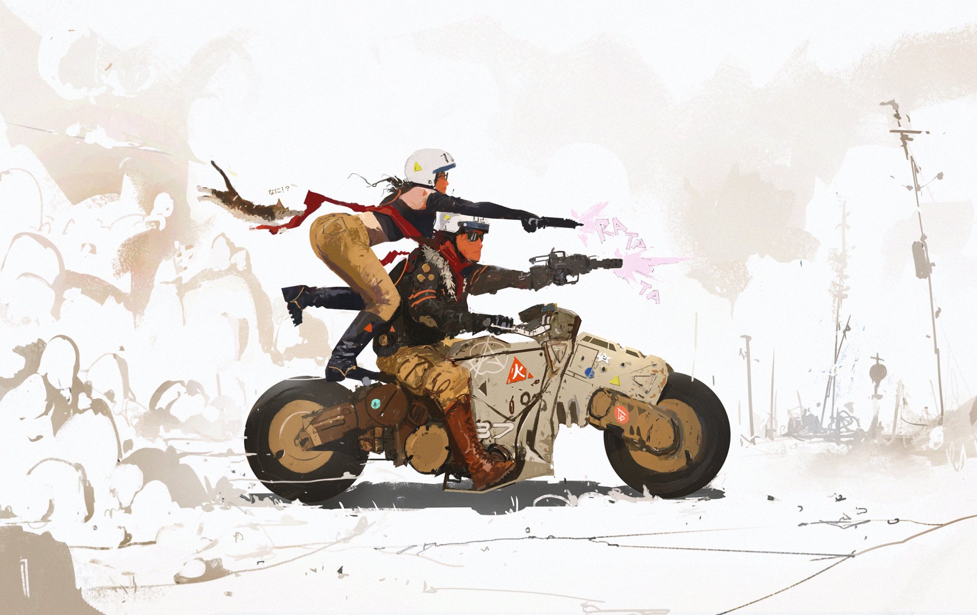 Wasteland Marauders — Cyberpunk Sci‑Fi Motorcycle HD Wallpaper by ...