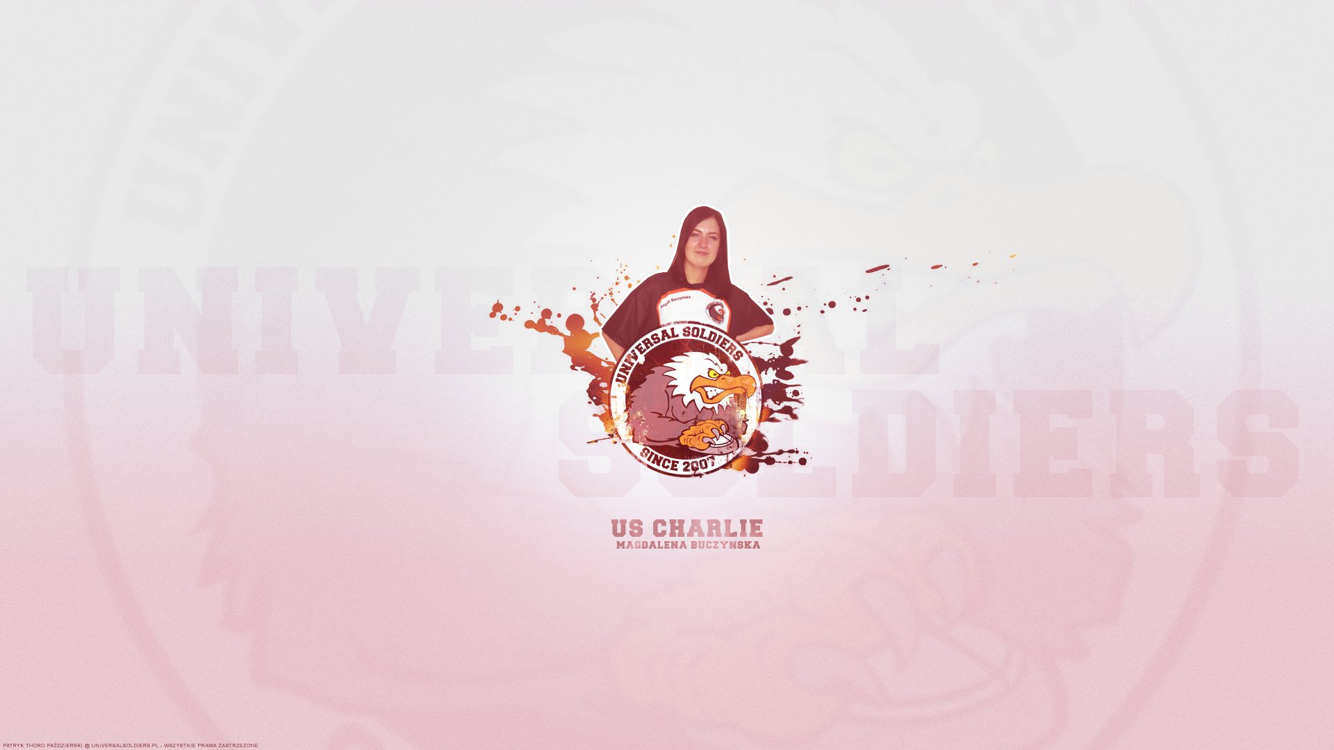 HD PC desktop wallpaper featuring a US Universal Soldiers emblem from the video game Counter Strike with a central character and dynamic, colorful splashes.