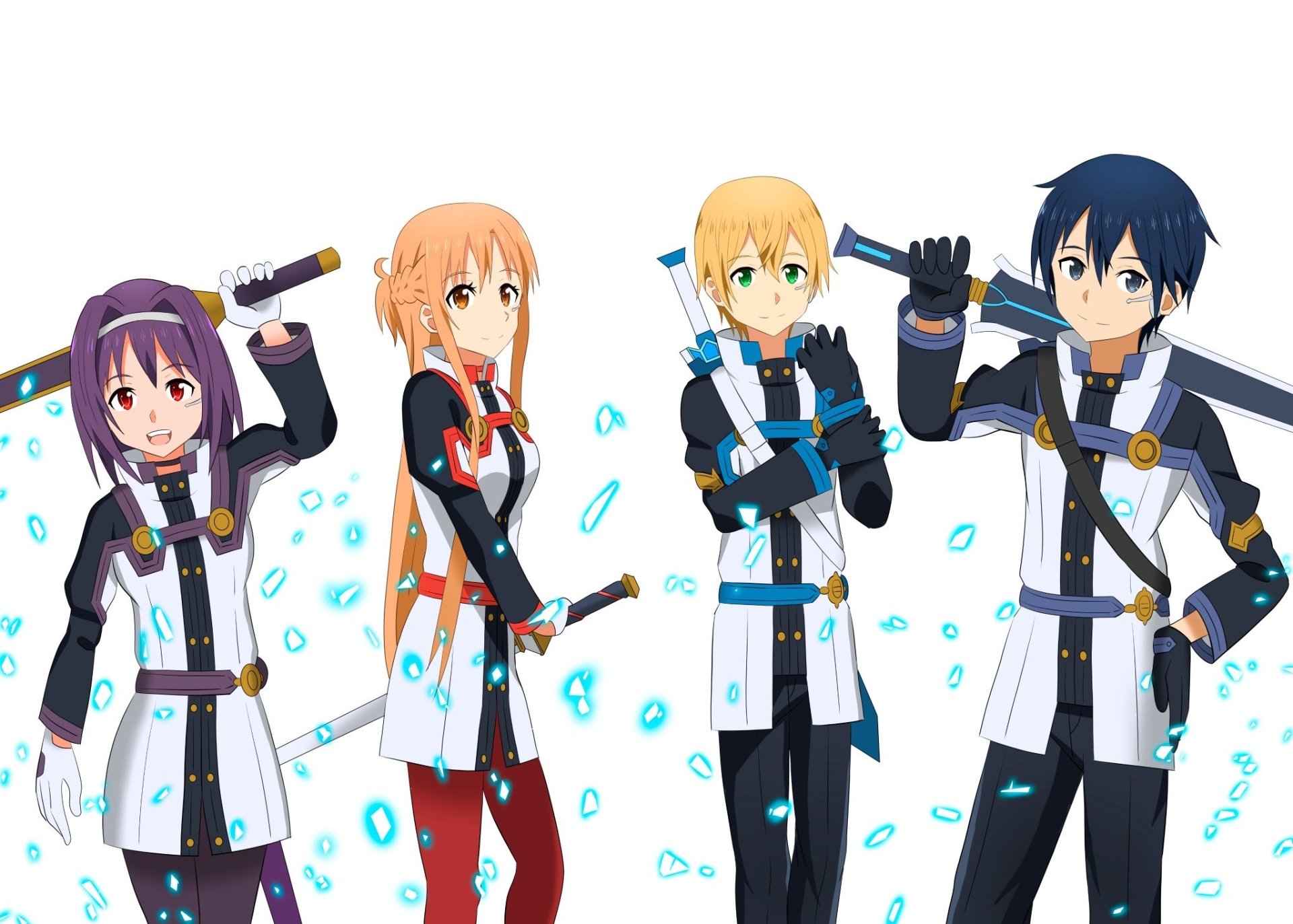 Download Yuuki Konno Kazuto Kirigaya Kirito (Sword Art Online) Eugeo (Sword Art Online) Asuna Yuuki Anime Sword Art Online: Alicization Kirito And Asuna HD Wallpaper by ハリネズミ 新刊委託中