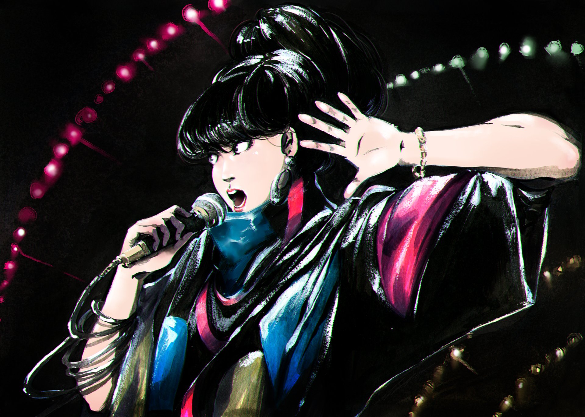 Download Black Eyes Microphone Black Hair Anime Original HD Wallpaper by SHAO