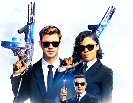 Tessa Thompson Liam Neeson Chris Hemsworth movie Men in Black: International HD Desktop Wallpaper | Background Image